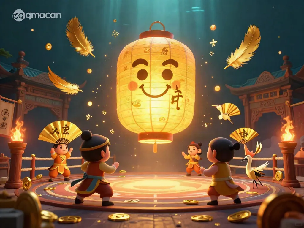 Experience winning strategies with qqmacan's vibrant 3D illustration showcasing dynamic casino elements and lucky symbols.