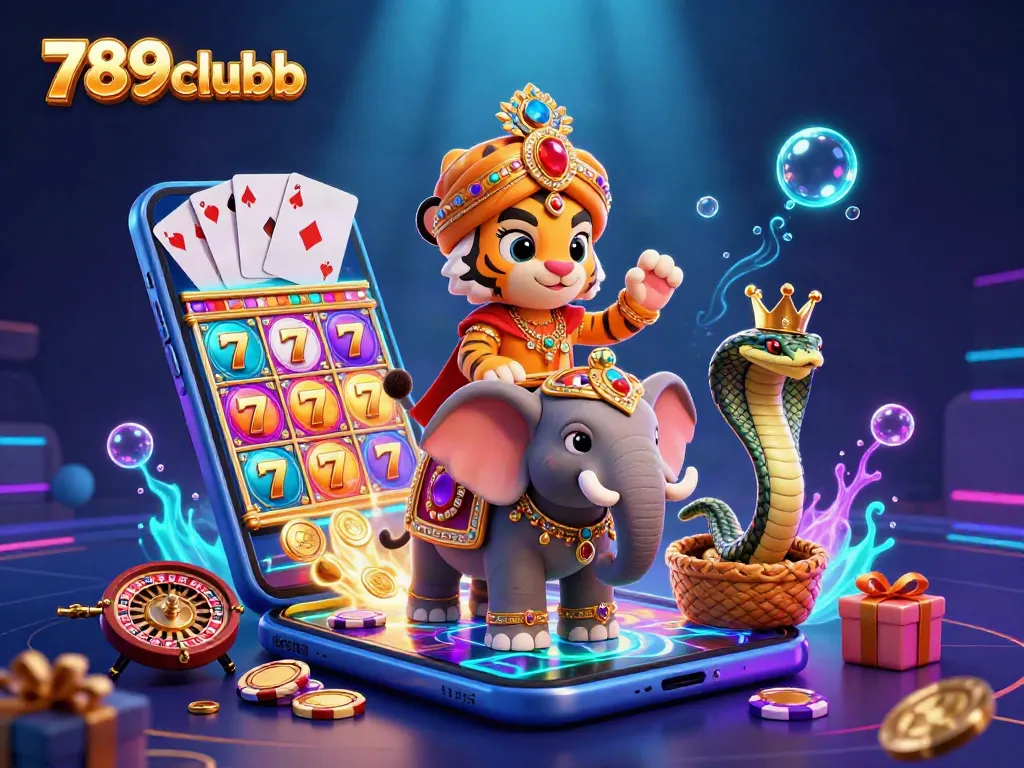 Experience winning spins with 789clubb's vibrant 3D casino illustration featuring a majestic scene.