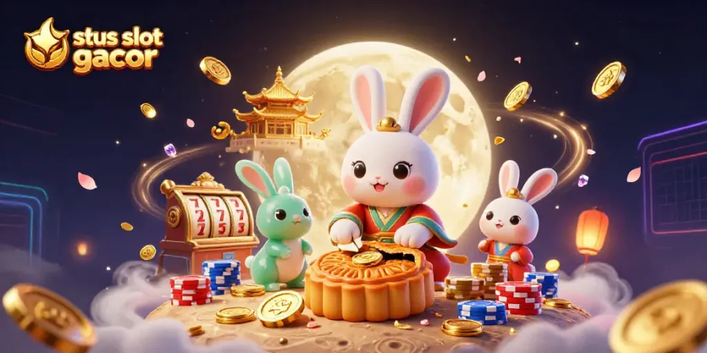Experience the excitement of situs slot gacor with the lunar rabbit pounding mooncakes revealing treasures, evoking vibrant casino energy.