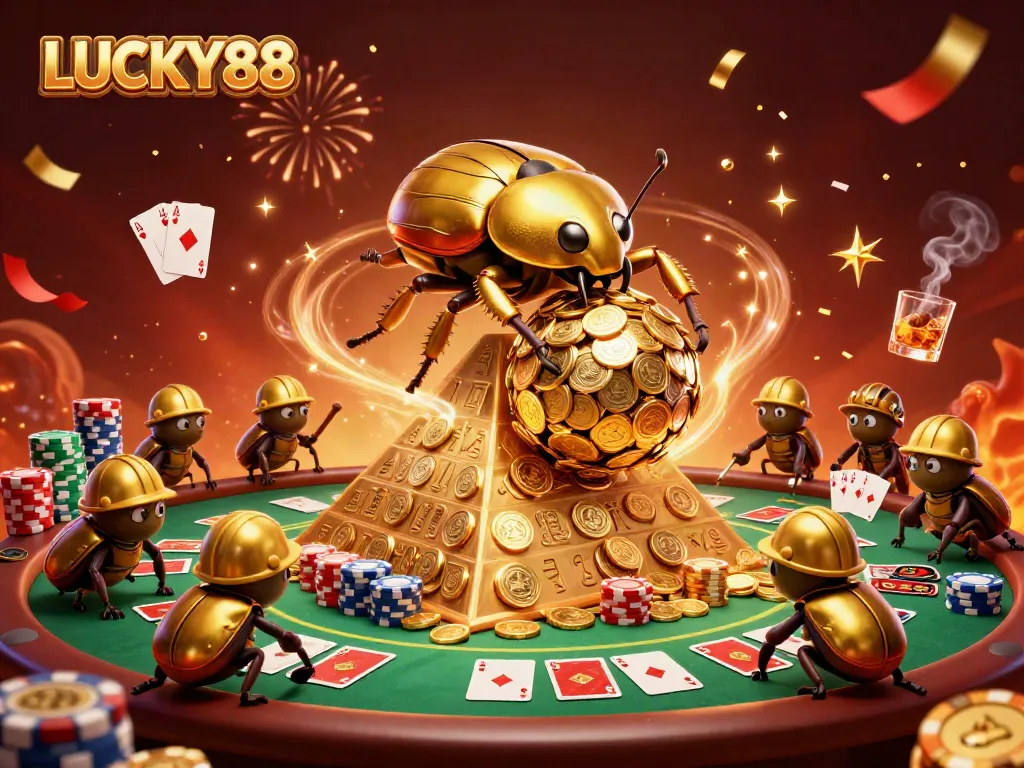 Experience the excitement of LUCKY88 with vibrant casino elements and dynamic character action.